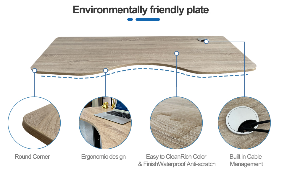 MAGARI Electric Standing Desk 48 x 24 Solid One Piece Wood