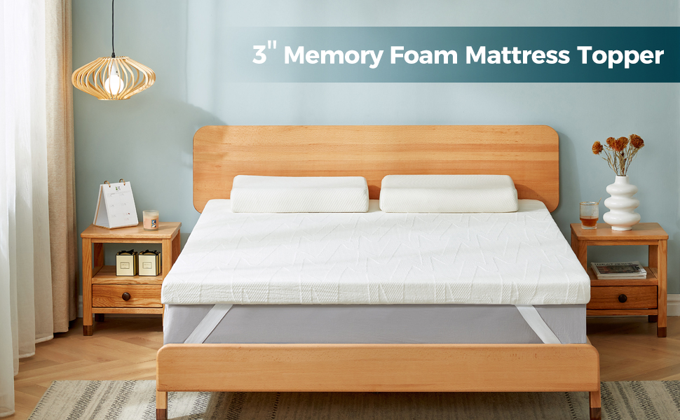 LINSY HOME 3 Inch Mattress Topper King, Memory Foam