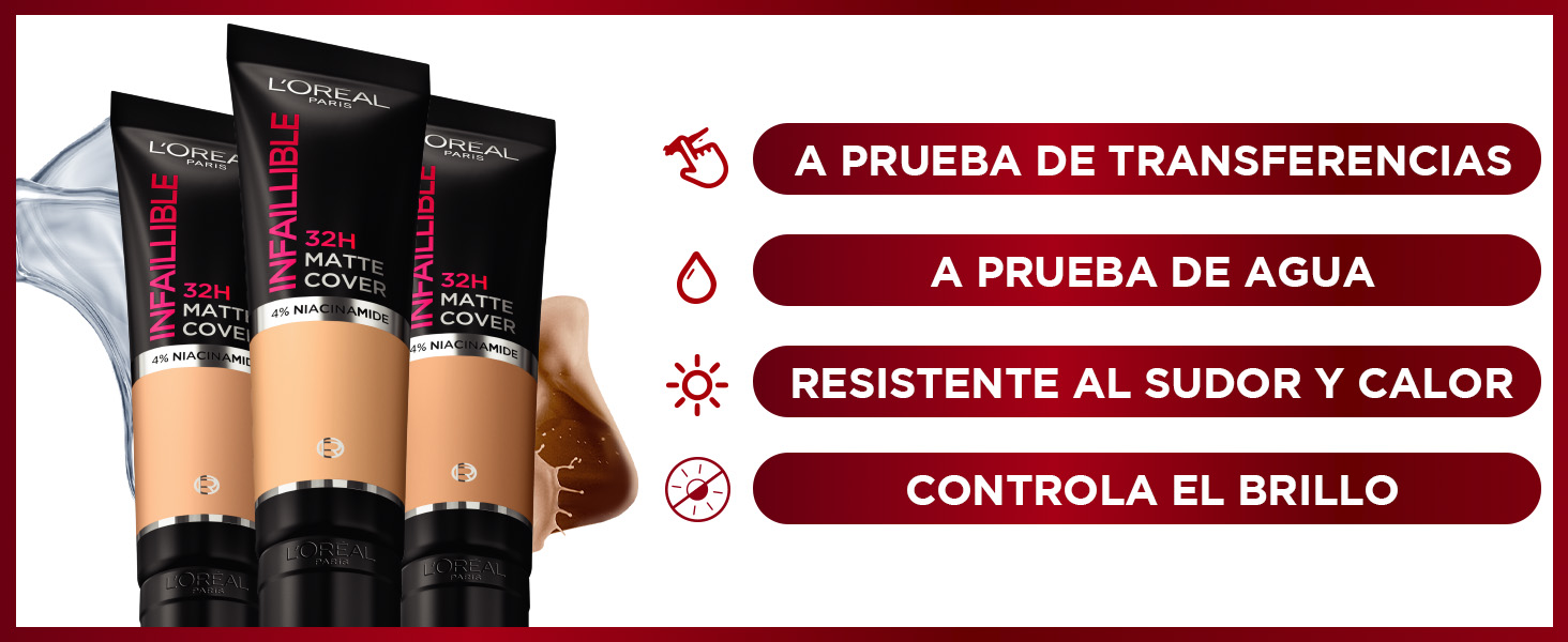 INFALLIBLE MATTE COVER LOREAL PARIS BASE DE MAQUILLAJE ALTA COBERTURA MATTE