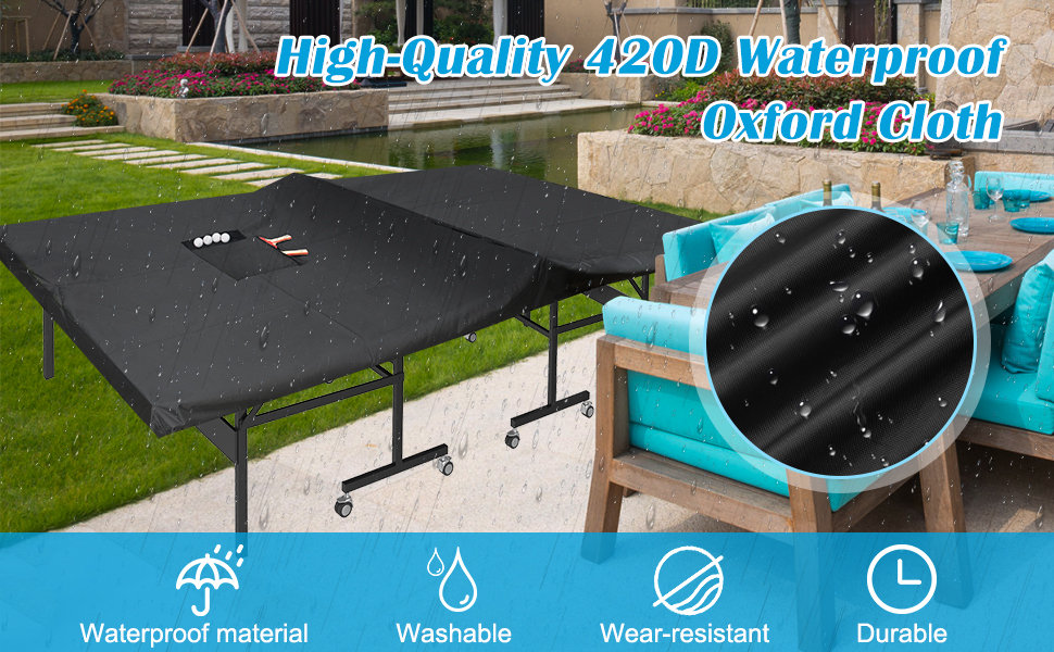 Outdoor Ping Pong Table Cover Waterproof, Luxiv 420D