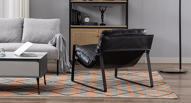 Modern Accent Chair Fabric Armchair For Living Room Occasional Tub Chair For Bedroom, Black 15 1