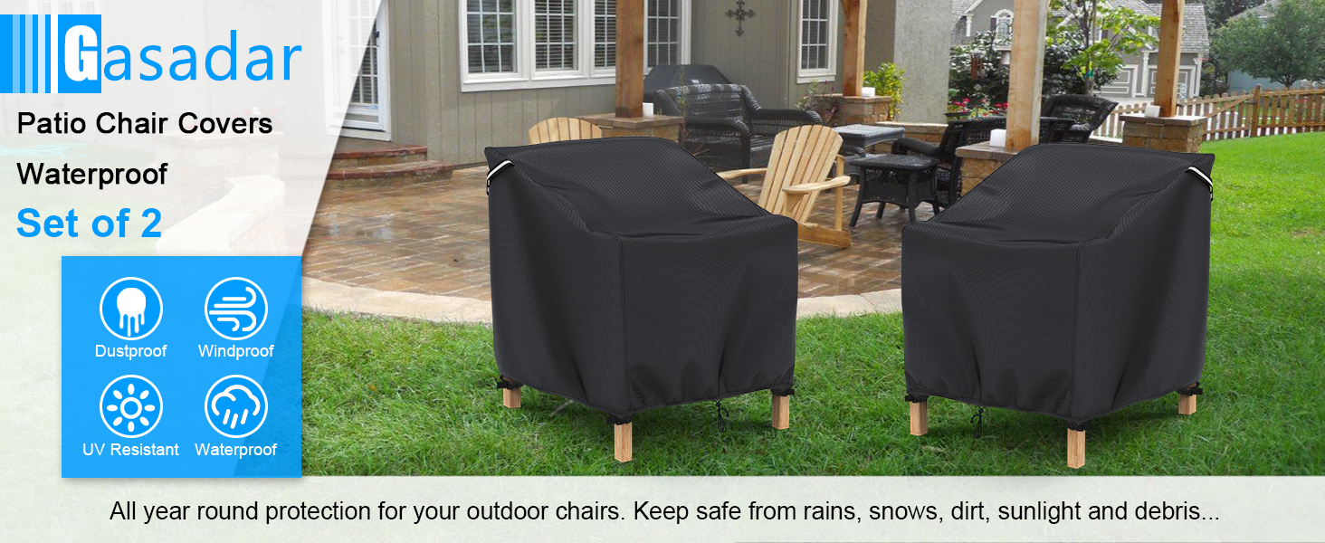 Patio Chair Cover 2 Pack, Patio Furniture Covers Waterproof, Heavy