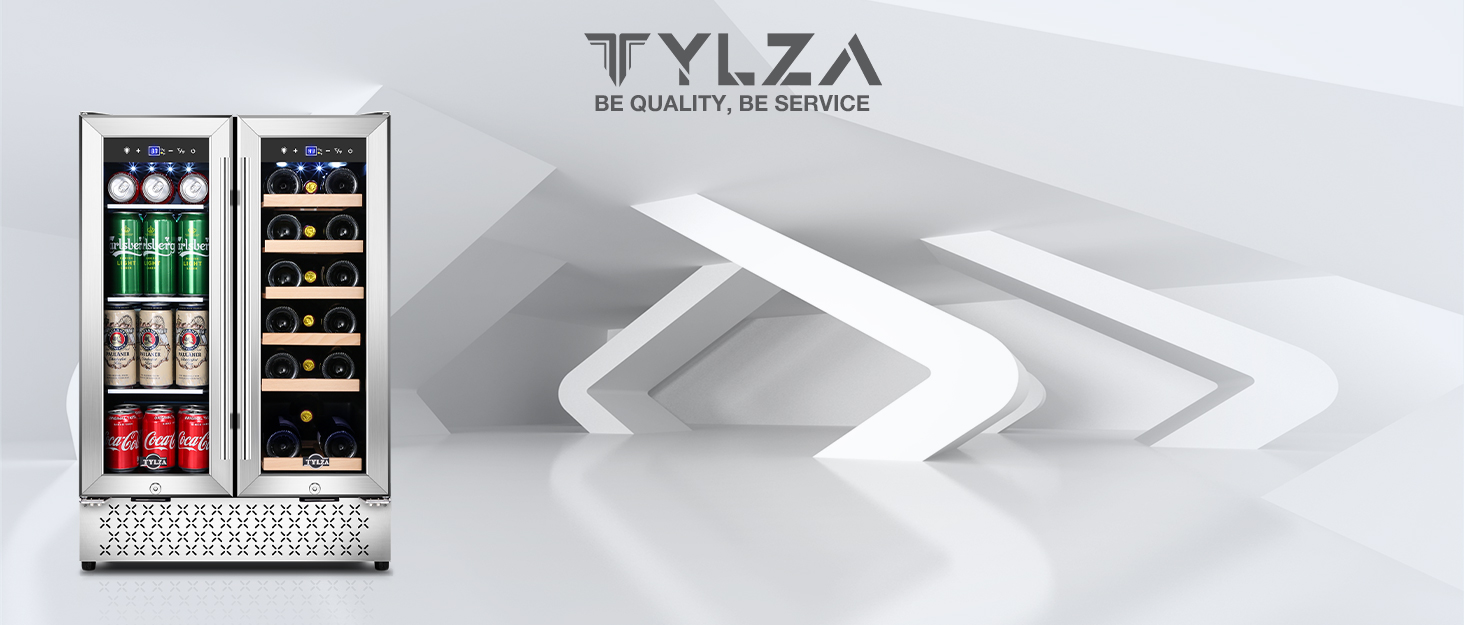 Tylza Wine and Beverage Refrigerator, 24 Inch BuiltIn Dual