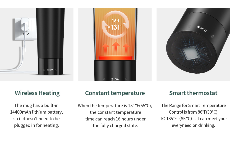EAST MOUNT Heated Coffee Mug, Temperature Control Smart