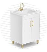 phiestina Fully Pre-Assembled White 24 Inch Bathroom Vanity with Single Ceramic Countertop Sink C...