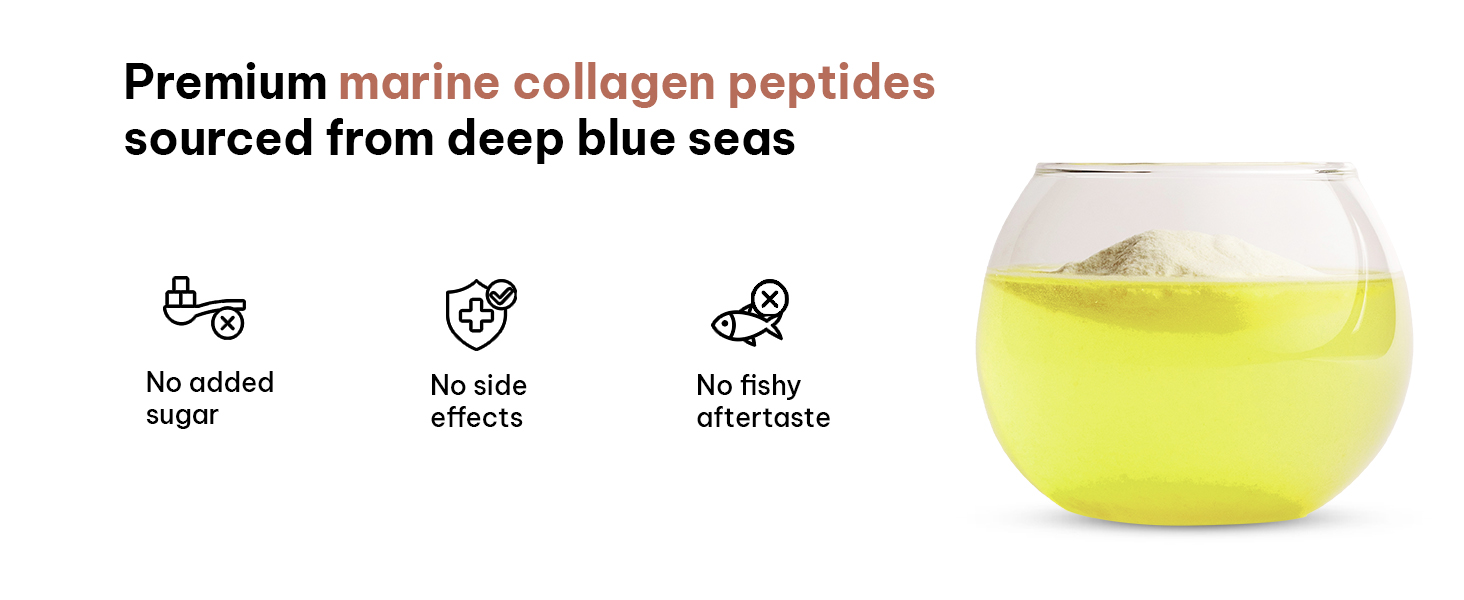 marine collagen powder for women men glowing skin hydrolyzed peptides supplement tablet hair