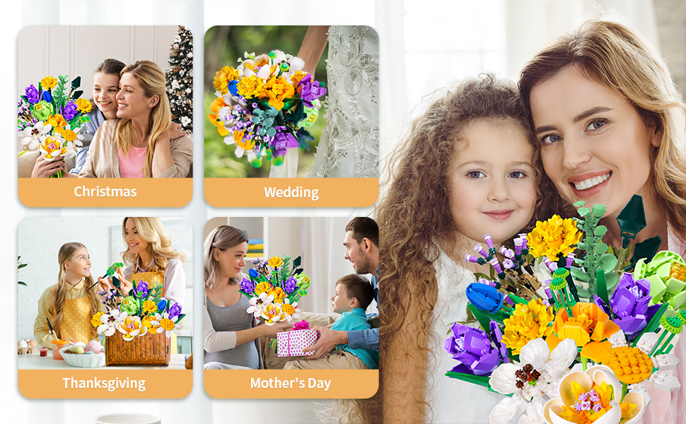 Lucky Doug Flower Bouquet Building Kit 997 Pcs DIY STEM