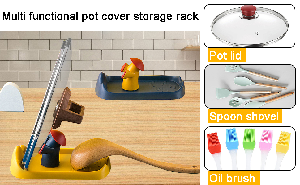 Pan Lid Organizer Storage Soup Spoon Rests Utensils Kitchen Tool, Utensil Rest with