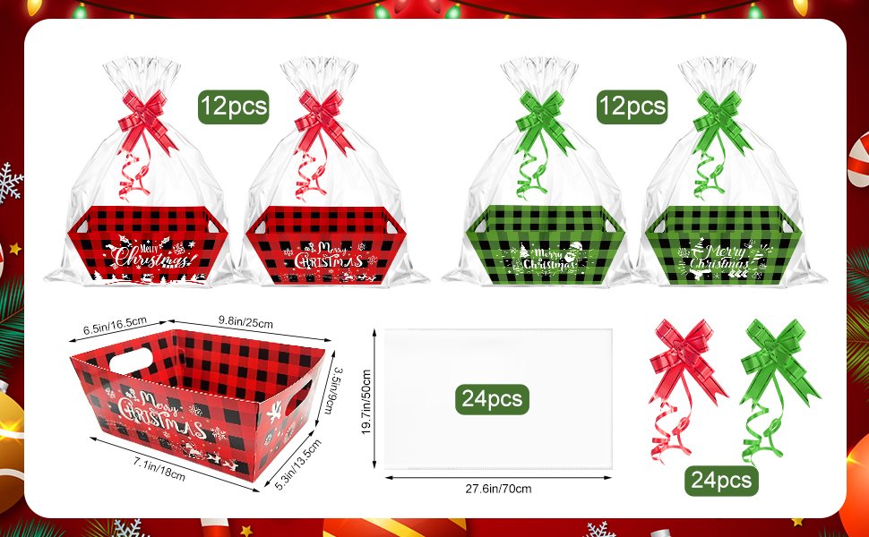 24 Set Christmas Party Baskets for Gifts Empty with