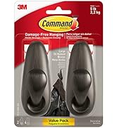 Command Forever Classic Large Metal Wall Hooks, Damage Free Hanging Wall Hooks with Adhesive Stri...
