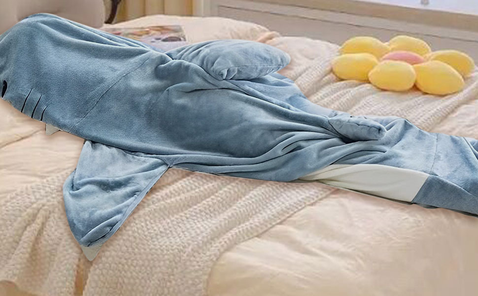 Decke mit Ärmeln Hai Tragbare Decke Flauschig Haidecke Hoodie ...