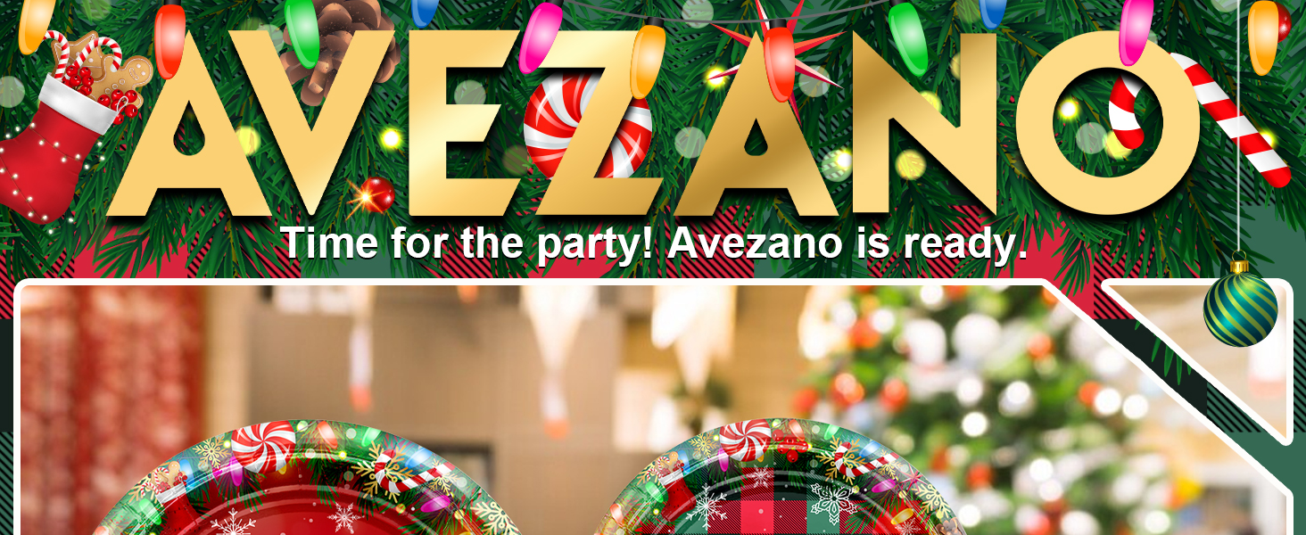 Avezano 192 Pcs Christmas Paper Plates and Napkins Merry