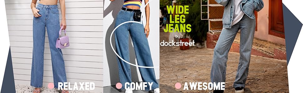 Buy dockstreet High Waist, Wide Leg, Baggy fit, Korean Style