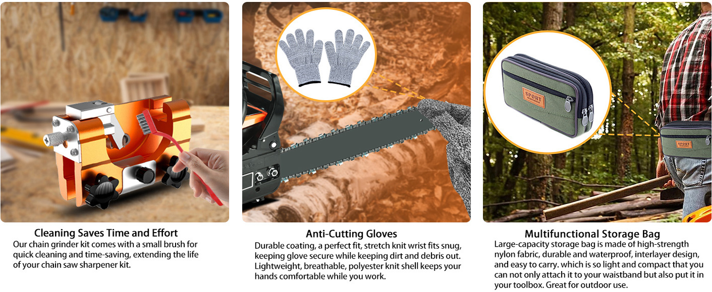 Haishine Chainsaw Sharpener, Chainsaw Sharpener Jig with 6Pcs Tungsten