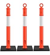RoadHero 45 Inch Delineator Post with Base, Portable Orange Traffic Delineator Posts Cones with R...