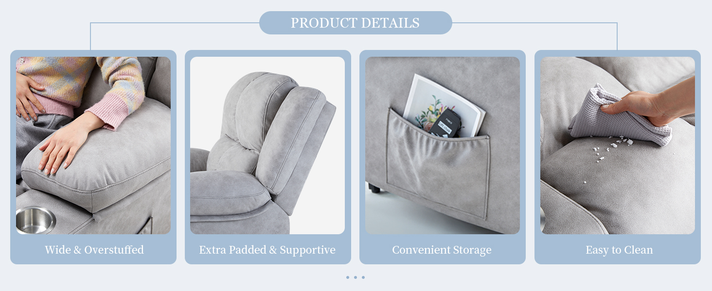 PLAUIN Oversized Swivel Rocking Recliner Chairs for Adults