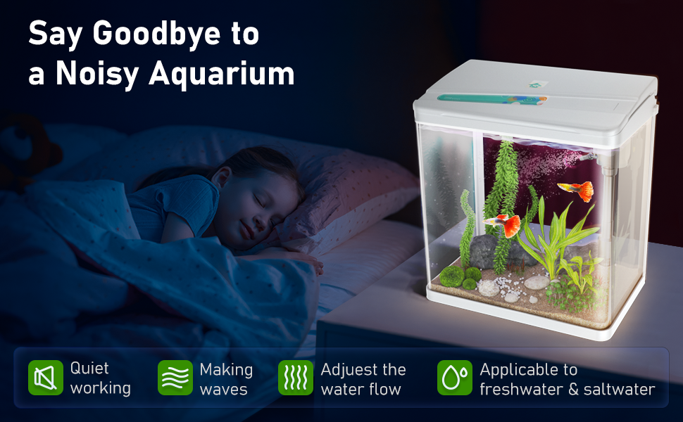 PONDON Betta Fish Tank, 3 Gallon Glass Aquarium, 3 in 1