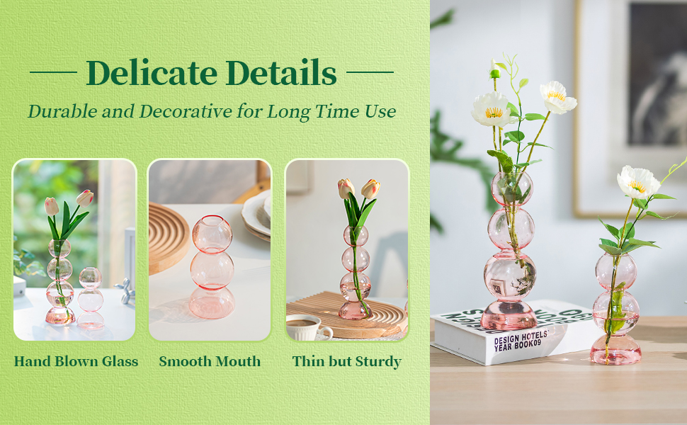 Pink Unique Cute Single Flower Vase for Centerpieces