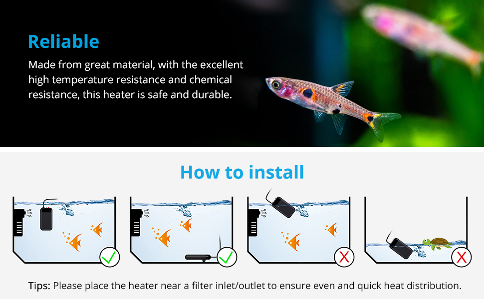 NICREW Mini Aquarium Heater, Submersible Fish Tank Heater For Small