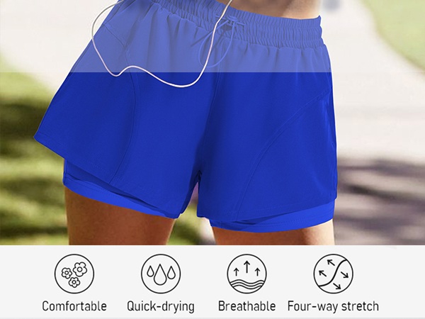 Amazon.com: PINSPARK Athletic Shorts for Women Gym 2 in 1