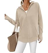 PRETTYGARDEN Womens Fall 2025 Long Sleeve Zip Up Cardigan Sweaters Casual Loose Collared Ribbed K...