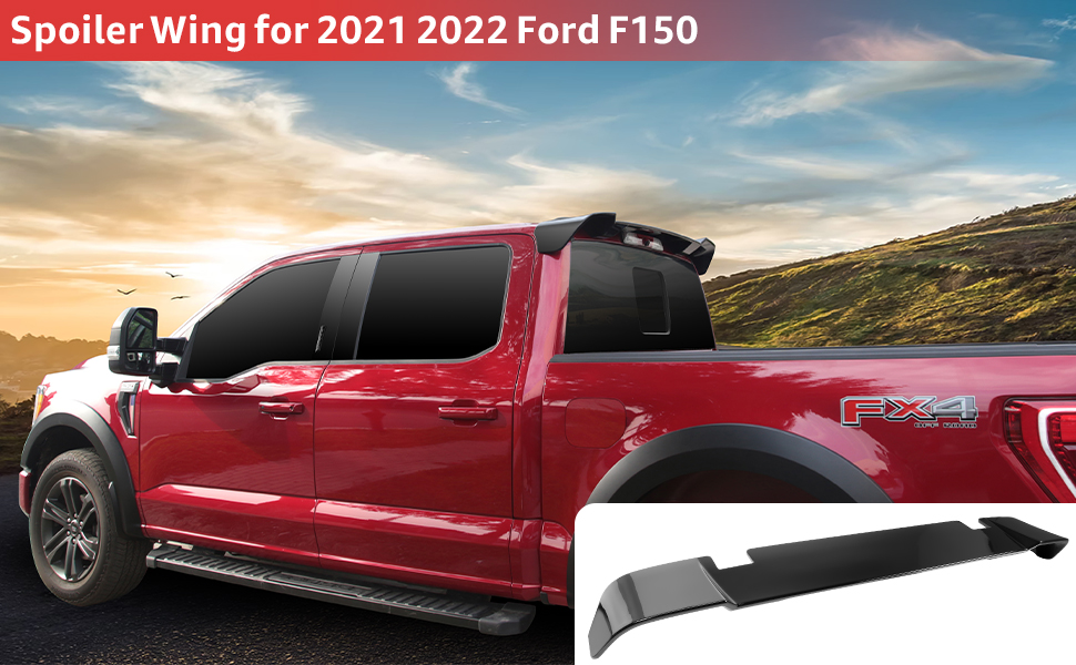 Rear Truck Cab Spoiler for 2021 2022 Ford F150 Black