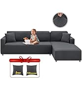 XINEAGE Sectional Couch Covers High Stretch 2 Pieces L Shape Sofa Cover with 2pcs Pillowcases Cor...