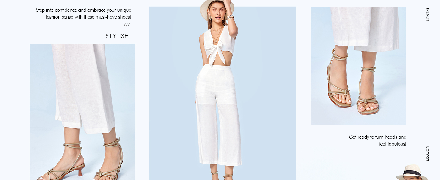 Womens Strappy Heels Sandals Thong Gladiator Low Heel Criss Cross Ankle Strap Summer Dress Shoes