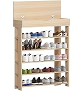 SogesGame 5-Tier Shoe Rack 29.5inch Wooden Shoe Storage Shelf Shoe Organizer for Entryway,Maple,L...