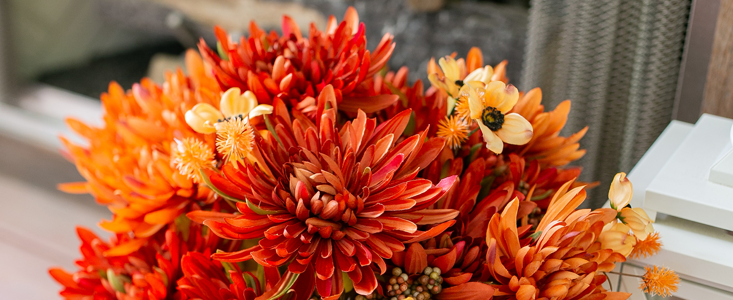 Artificial Fall Fake Mum Flowers for Outdoor Silk Chrysanthemum