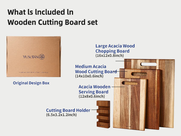 3-piece Acacia Wooden Cutting Board Set for Kitchen