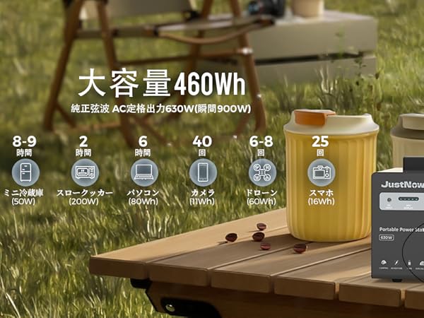 Amazon.co.jp: JustNow ポータブル電源 460.8Wh リン酸鉄リチウム