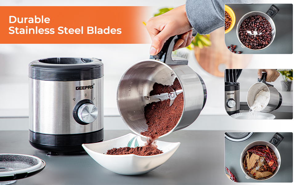 Geepas Coffee Grinder Food Processor 450W Electric Wet & Dry Grinder