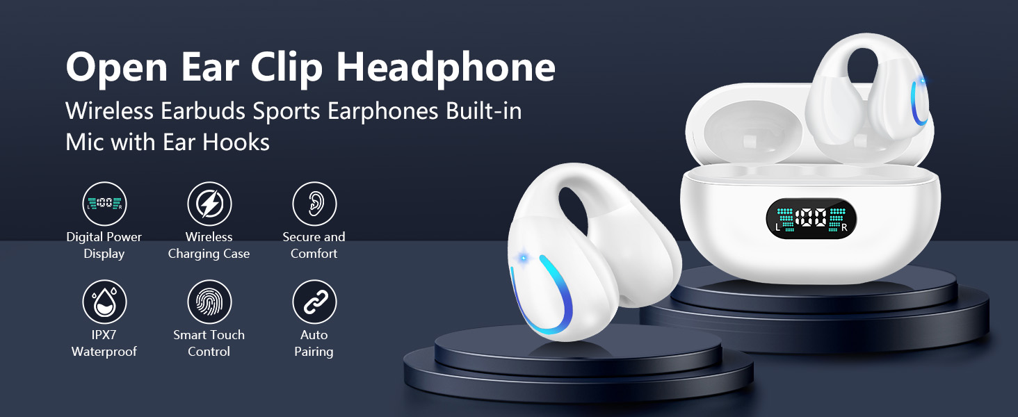 오픈 이어 골전도 헤드폰 블루투스 5.3 무선 오픈 클립 이어 헤드폰