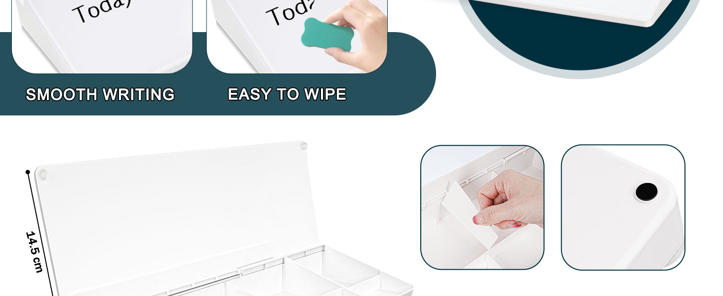 QUEENLINK Glass Desktop Whiteboard with Storage, Small Dry Erase Board with Drawers Desk Whiteboard with Stand Computer Keyboard Stand Organizer for Office Desk Accessories(White) 14 1