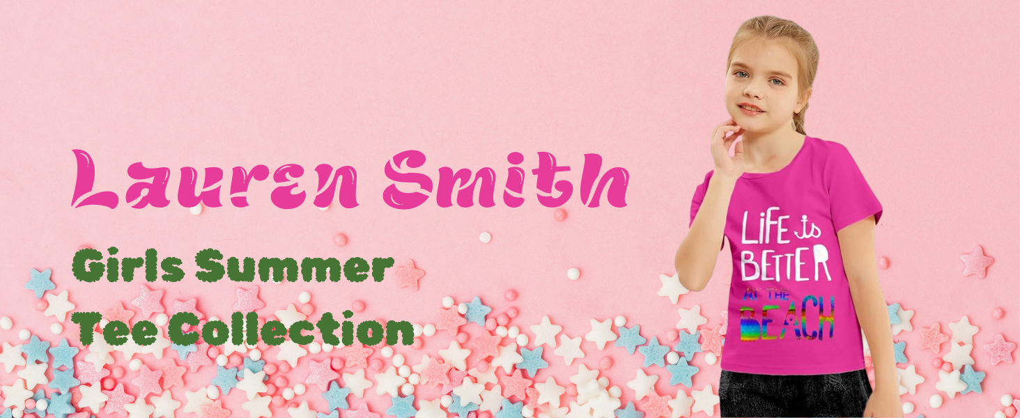 Lauren Smith Girls' Summer Tees Collection – Trendy and Comfortable Cotton-Lycra T-Shirts 11 tee