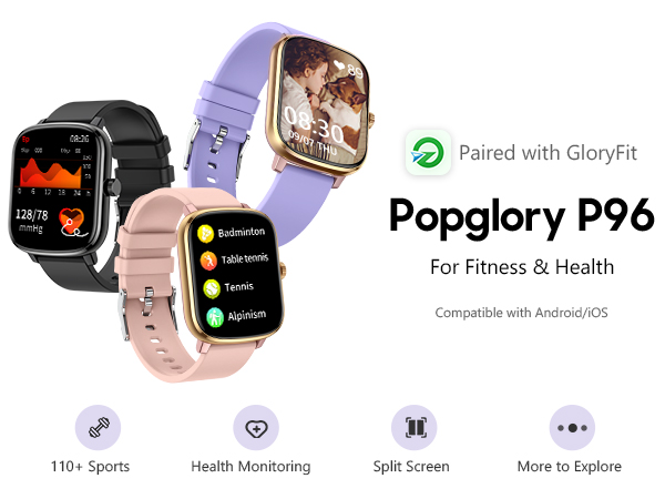 Amazon.com: Popglory Smart Watch, 1.69'' Fitness Watch Women