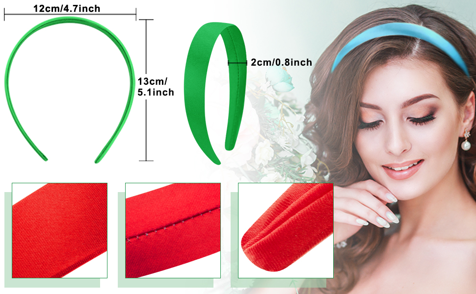 Duufin 30 Pieces Satin Headband 2.5cm/1 Inch Satin Hard