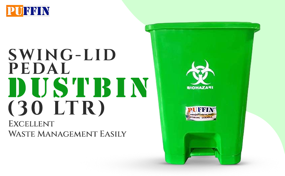 PUFFIN Pedal Dustbin 30 Litre Plastic Green Color Amazon.in Home & Kitchen
