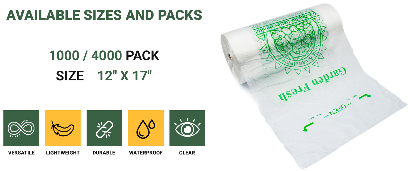 APQ Clear Produce Bags Clear Plastic Tshirt Bags Tshirt Bags Plastic Bags on a Roll Kitchen Store