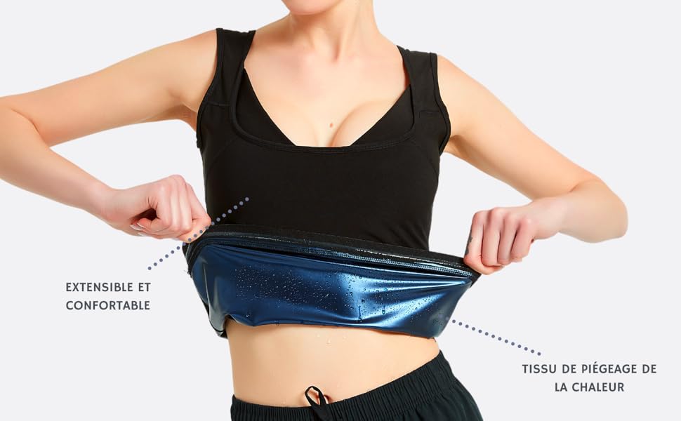 Sudation Amincissante Ventre Plat Maigrir Débardeur Tops Gilet Vest Sauna Suit Shapewear Costume D'entraînement Formateur Shaper Exercice Fitness Gym Yoga Sport Femme NANO HERTZ