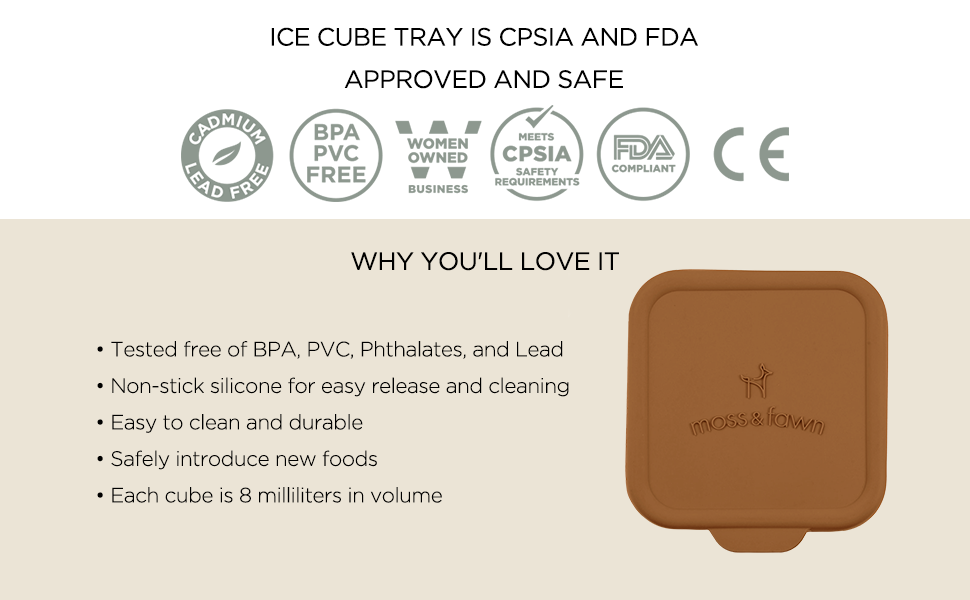 Moss and Fawn Ice Cube Tray, Forage Feeder Freezer Mold for