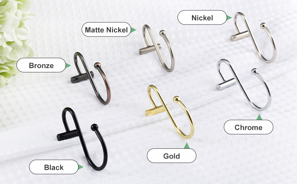 Goowin Shower Curtain Hooks, Silver Shower Curtain Hooks, TBar Rust