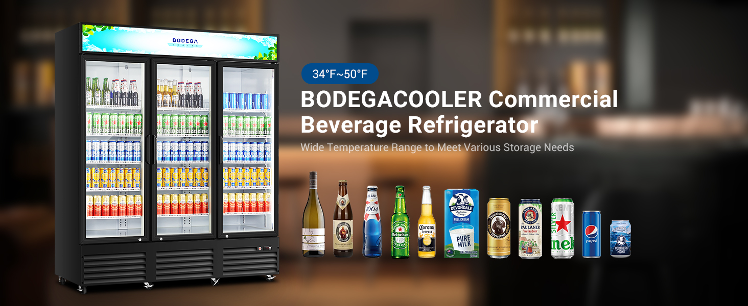 Triple Door Glass Door Display Refrigerator