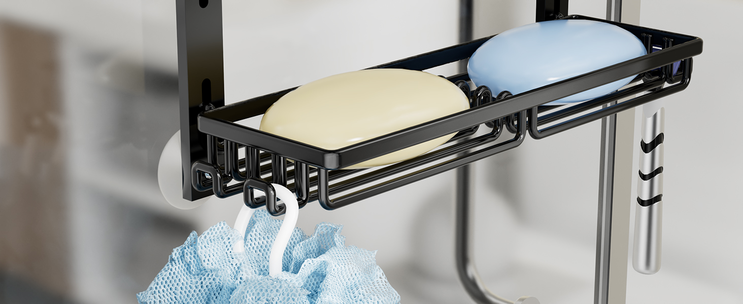 HapiRm Over The Door Shower Caddy with 2 Soap Holders, 4 Tier