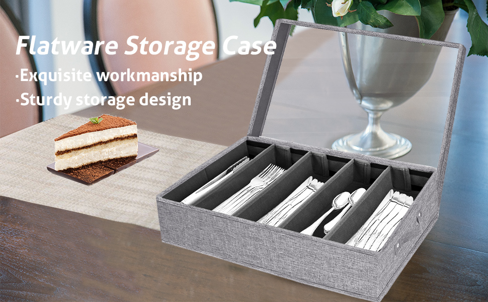 VERONLY Silverware Storage Box Flatware Case Chest Box, 5