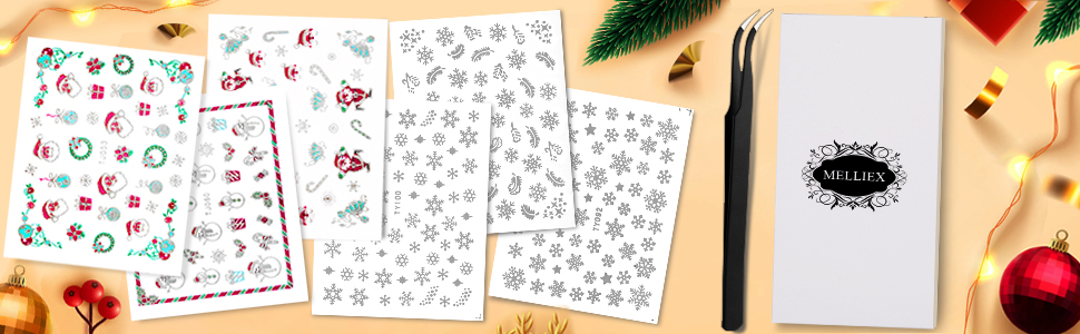 24 Sheets Christmas Nail Art Stickers