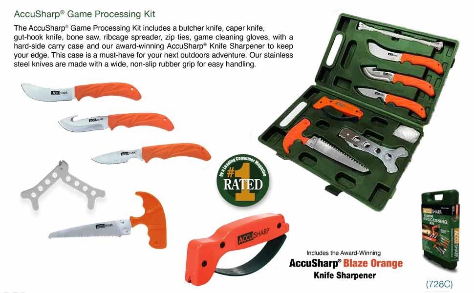 ACCUSHARP Hunting Kit 9 Piece Processing Knife Kit with 3