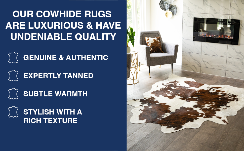 Cowhides Direct Genuine Cowhide Rug Tricolor Cow Fur Rugs