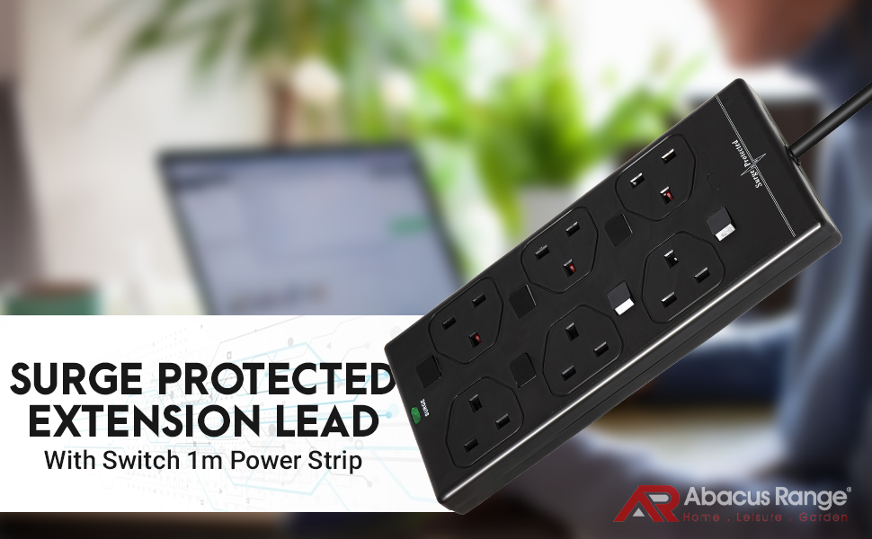6 Gang Surge Protected Extension Lead With Switch 5m Power Strip 6